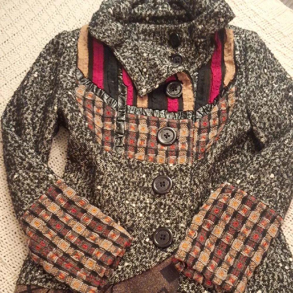 Ann Ren New York Stylish Multicolor Patterned Coat Size S - Picture 2 of 9